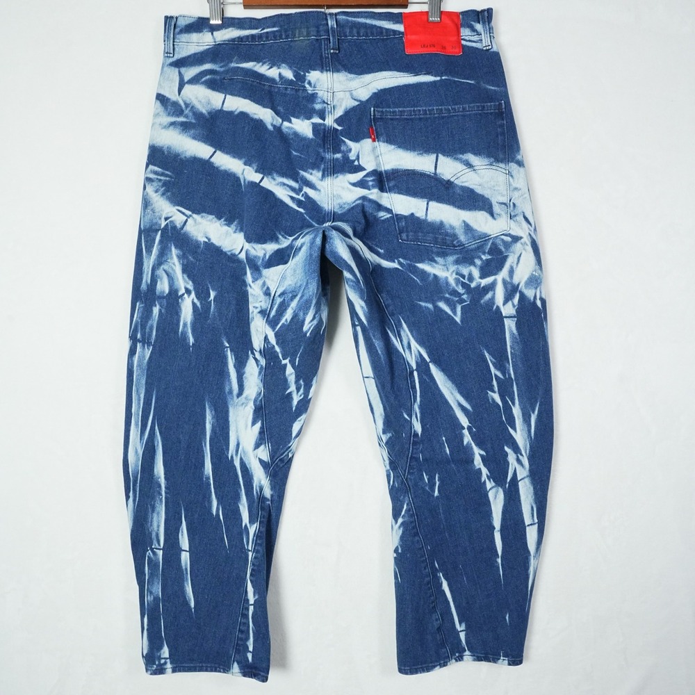 Levis Engineered Jeans LEJ 570 Mens 36x26 Blue White Tie Dye Loose Tapered Denim
